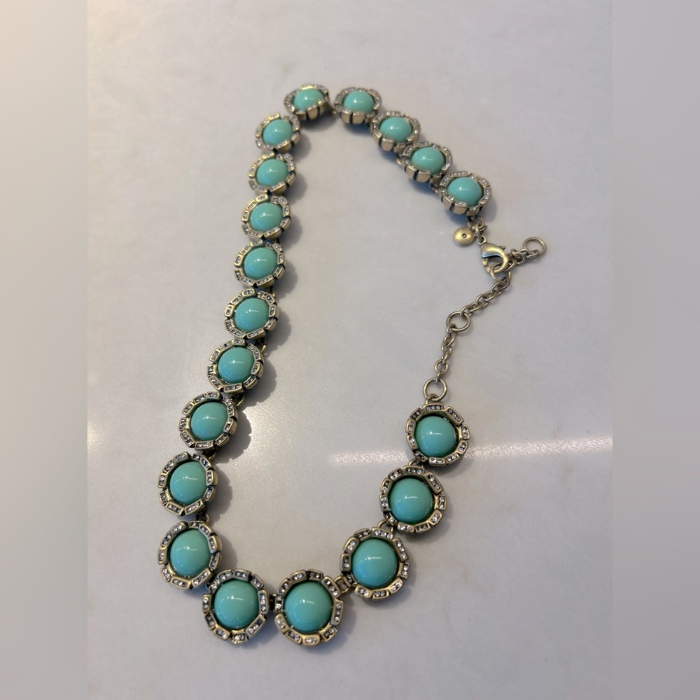 Imitate Turquoise with Rhinestone Necklack